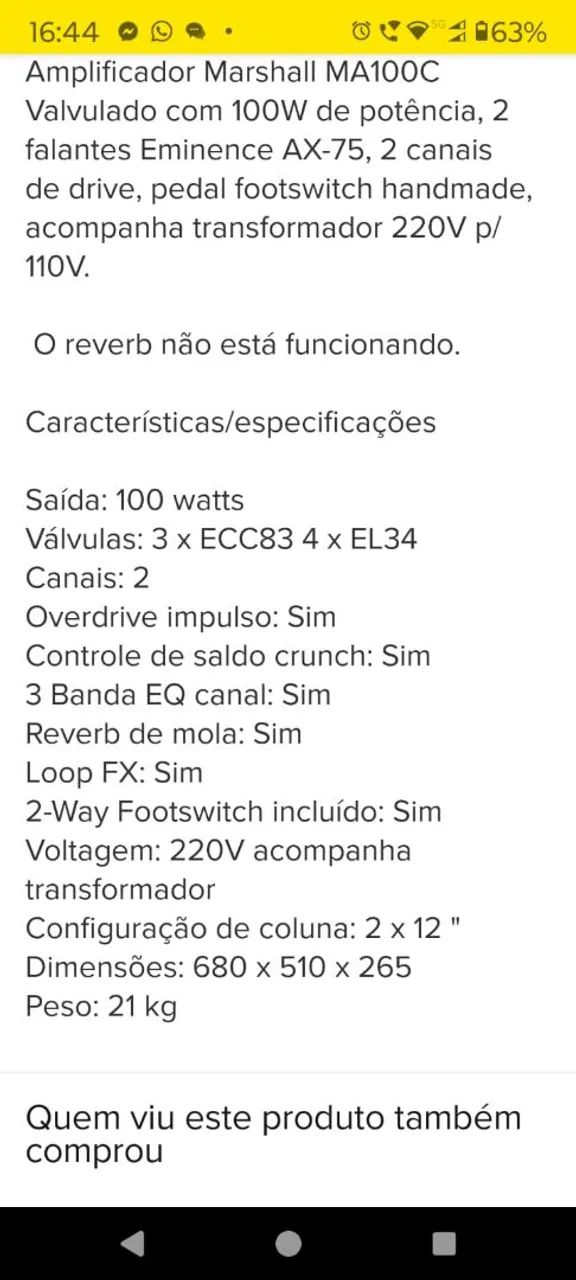 Amplificador marshel 100w - Foto 2