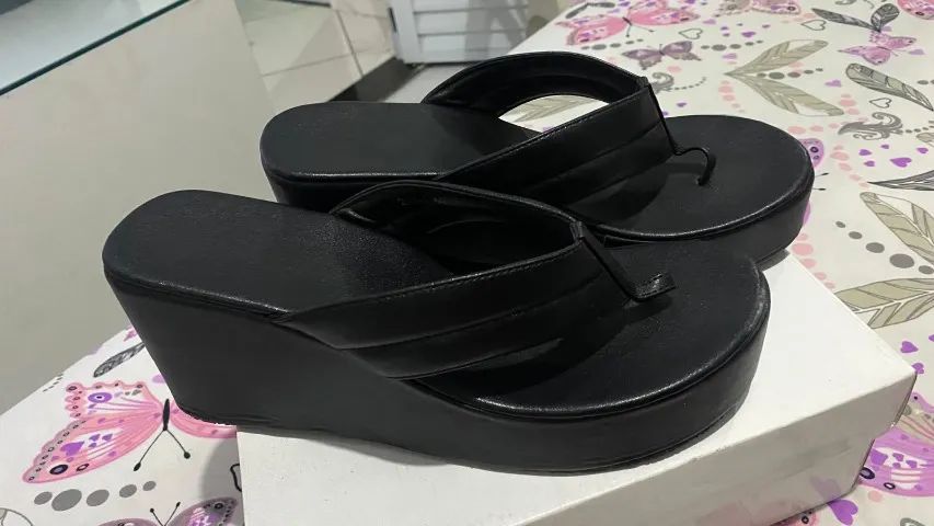 chinelo plataforma preto 38 - Foto 3