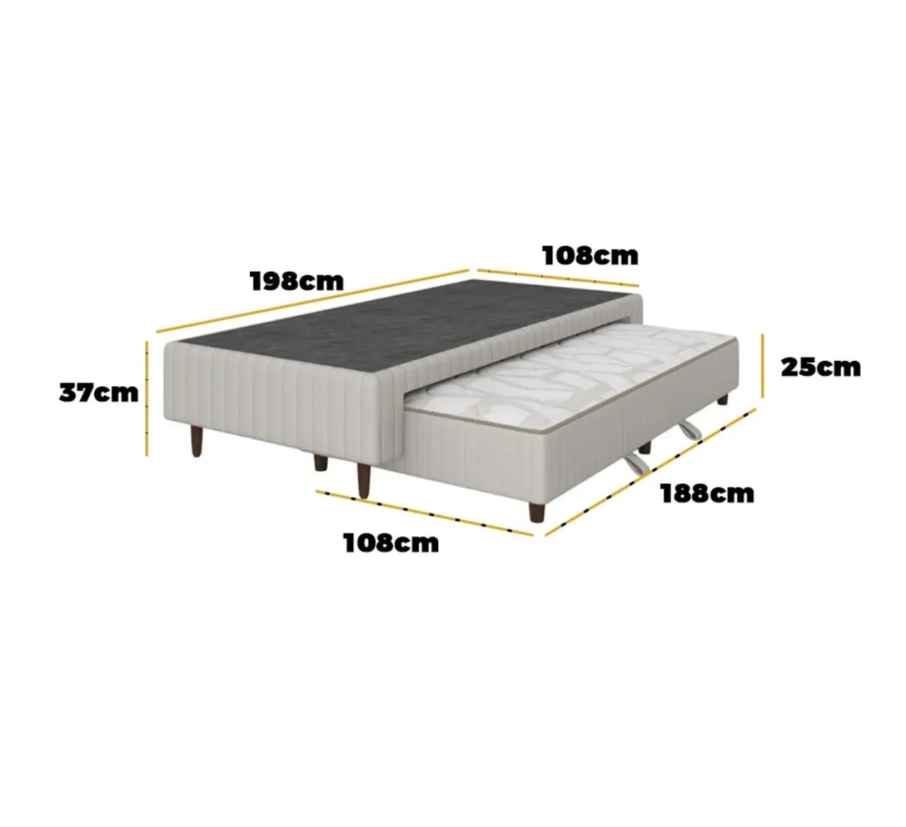 Base Box Solteiro com Cama Auxiliar Super Premium p876 - Foto 4