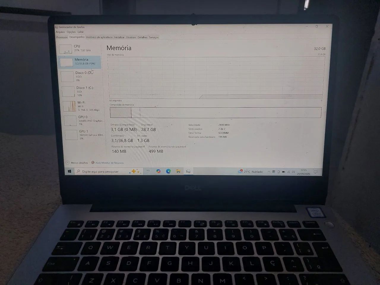 Dell Inspiron 5480 i7 | 32GB RAM | SSD 1TB + HDD 1TB | MX150