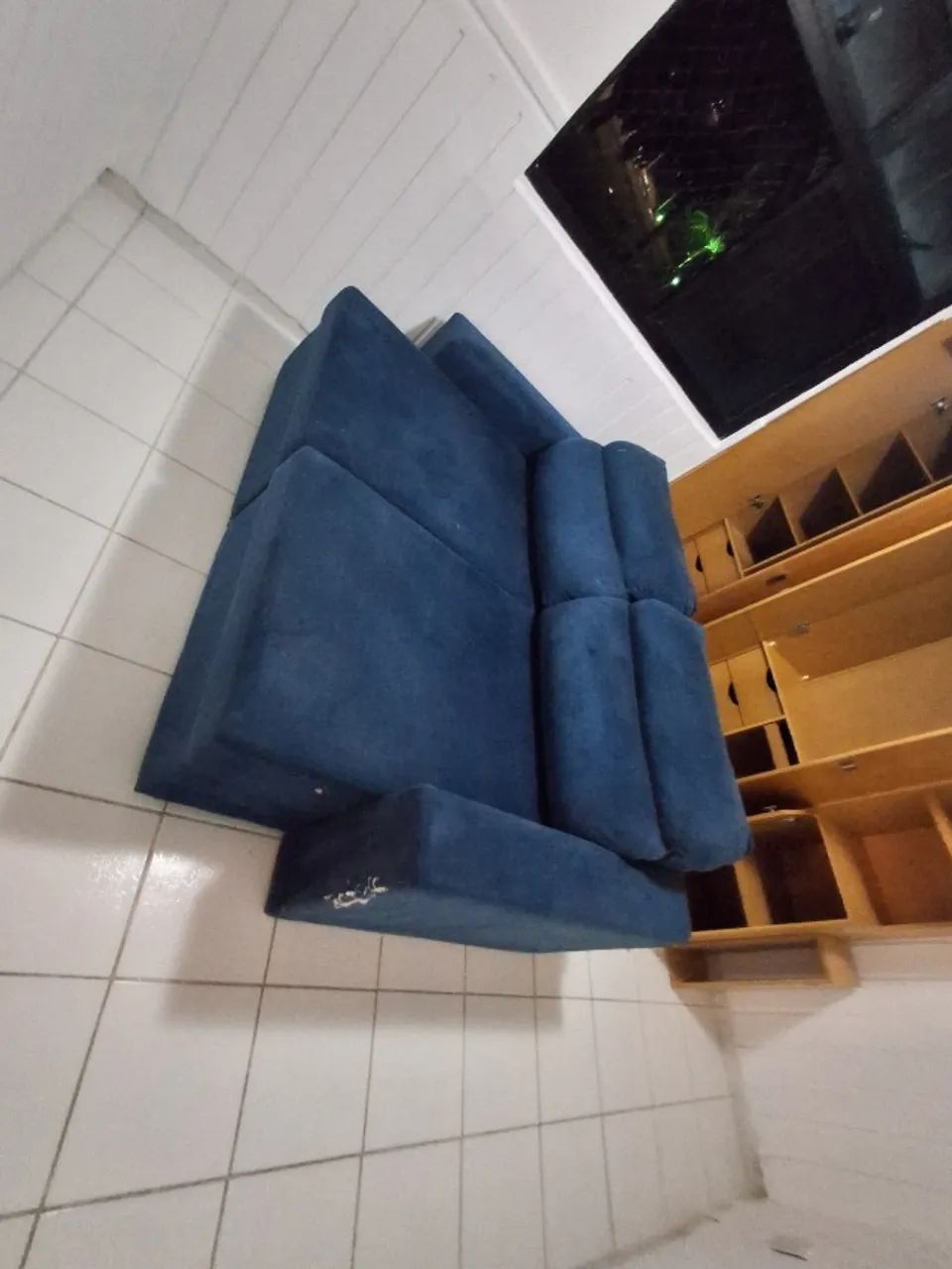 SOFÁ-CAMA reclinável / extensível azul marinho - Foto 3