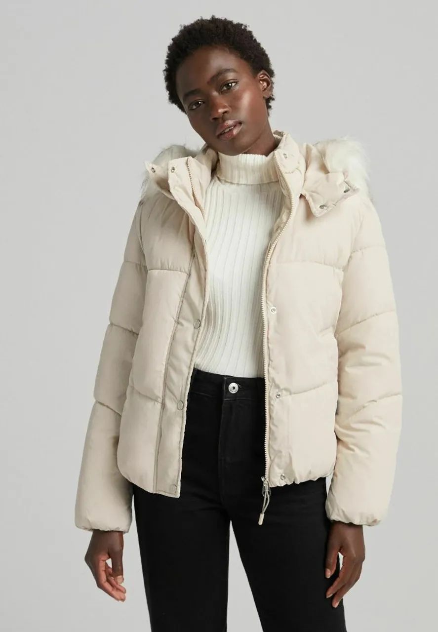 Jaqueta acolchoada bege claro Bershka  - Foto 3
