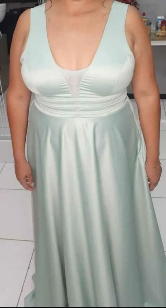 Vestido de Festa Verde Oliva Elegante | Lindo e Sofisticado - Foto 3