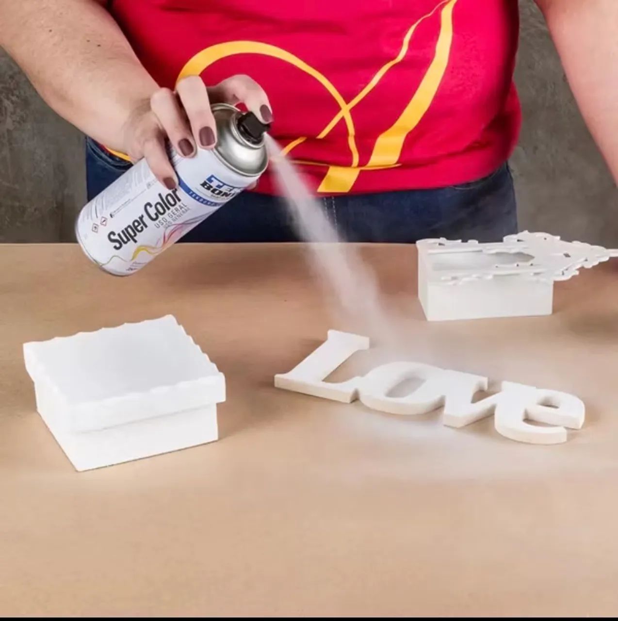 Kit Tinta Spray Tekbond Uso Geral 350ML Branco Brilhante Secagem Rápida - Foto 5