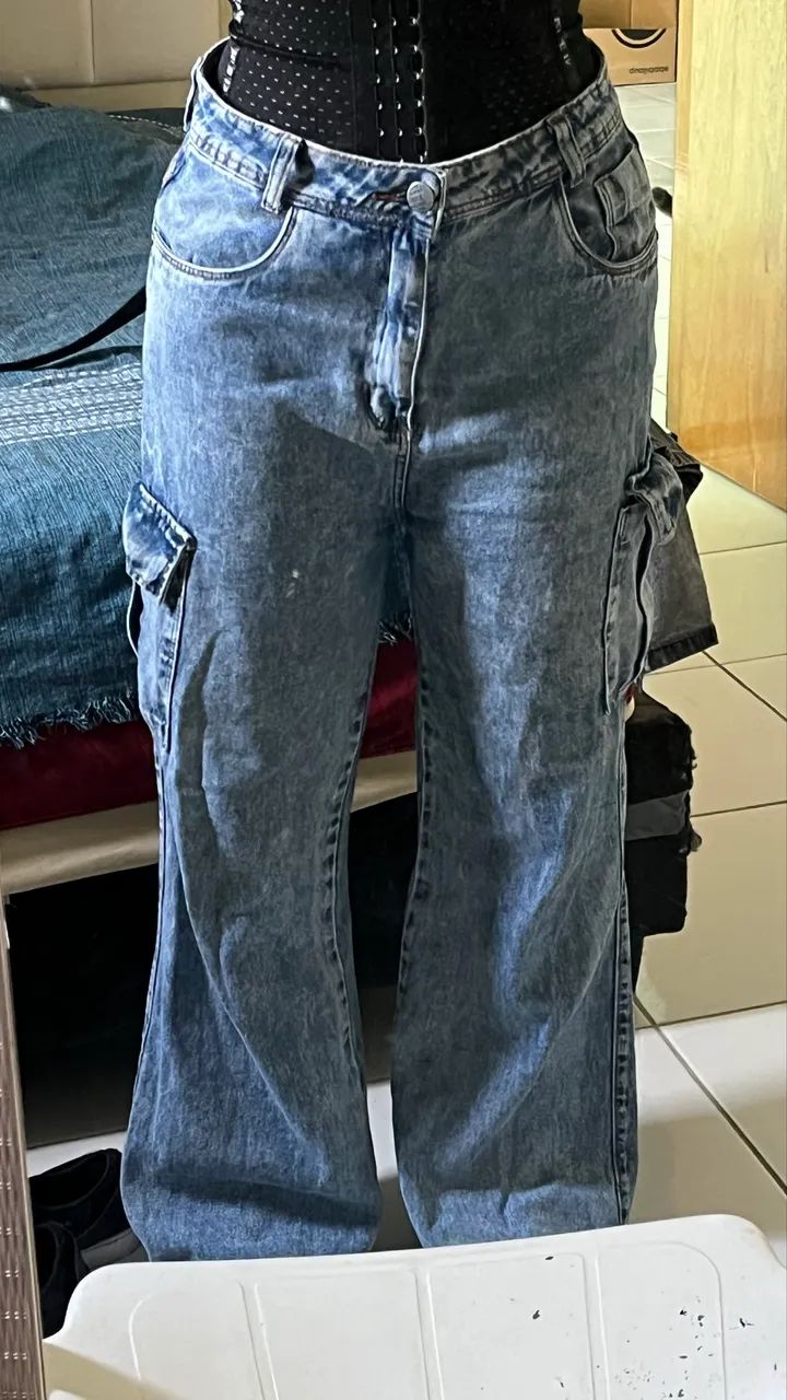 Calça cargo jeans 