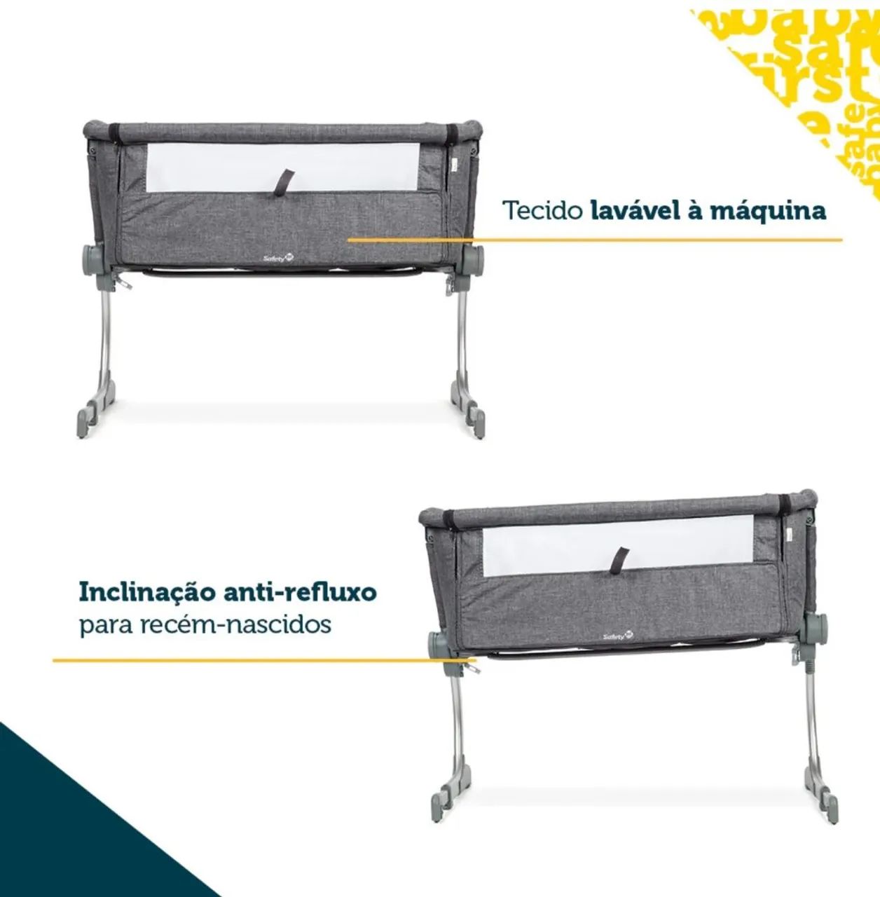 BERÇO PORTÁTIL SAFETY 1ST SIDE BY SIDE GREY  - Foto 4