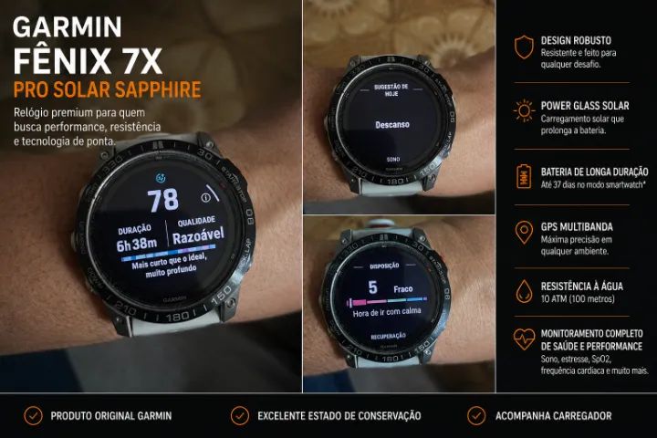 Relógio Garmin Fenix 7x Pro Solar Sapphire 51mm - Foto 5