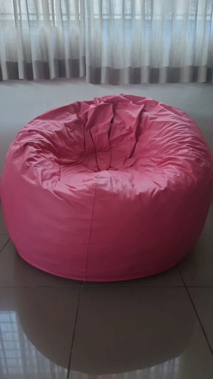 Puft feminino de couro -Rosa 