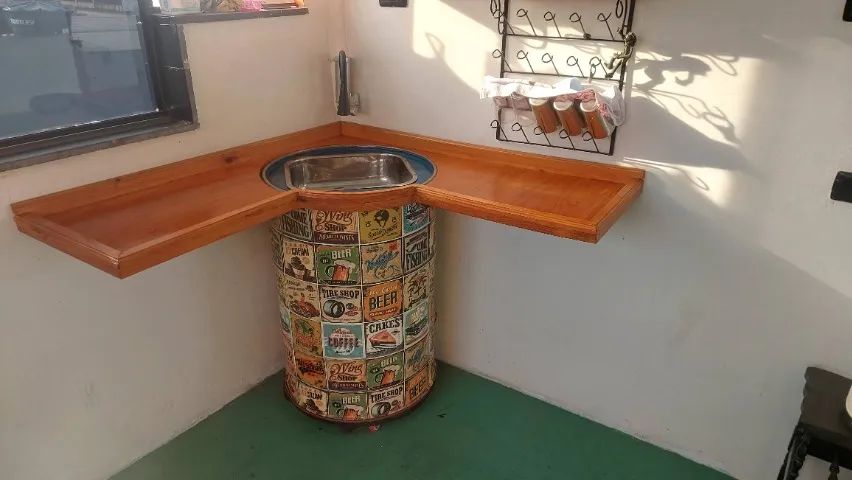 Pia de barril com bancada de pinus  - Foto 2