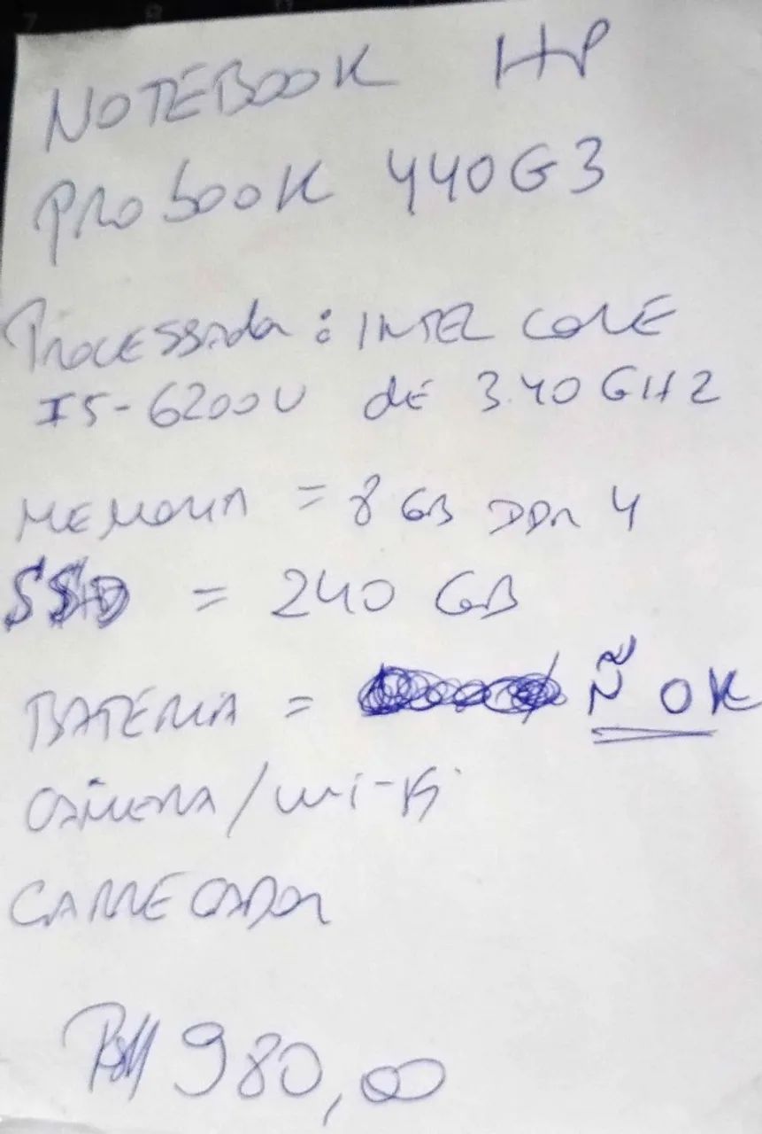 NOTE PROBOOK 440G3 - LER A DESCRIÇÃO