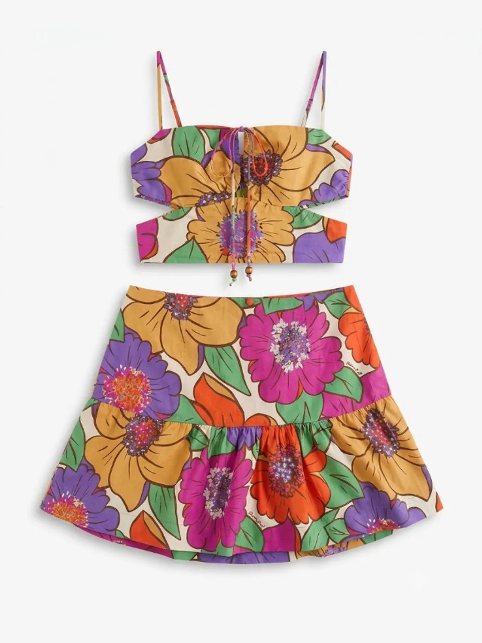 Conjunto Farm cropped e saia florido  - Foto 2