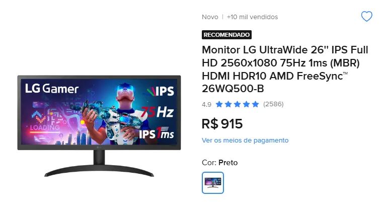 Monitor UltraWide LG 26" 75Hz - Foto 3