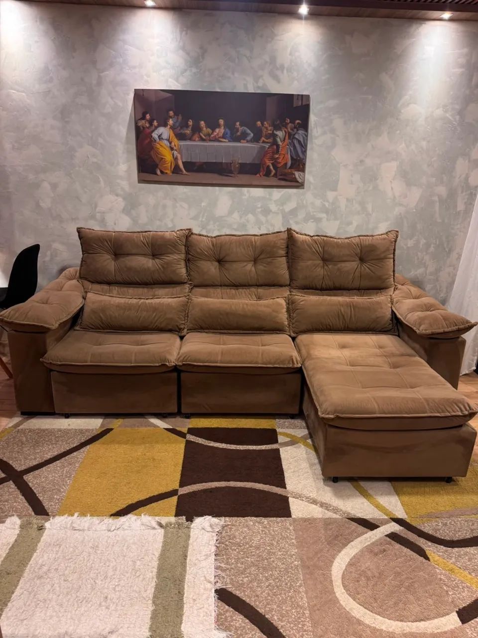 Sofá retrátil marron (3 lugares) - Foto 2