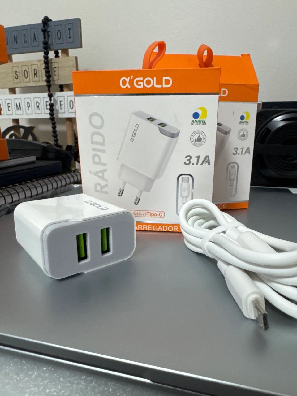 Carregador Gold micro , Fonte 2 entrada USB  - Foto 2
