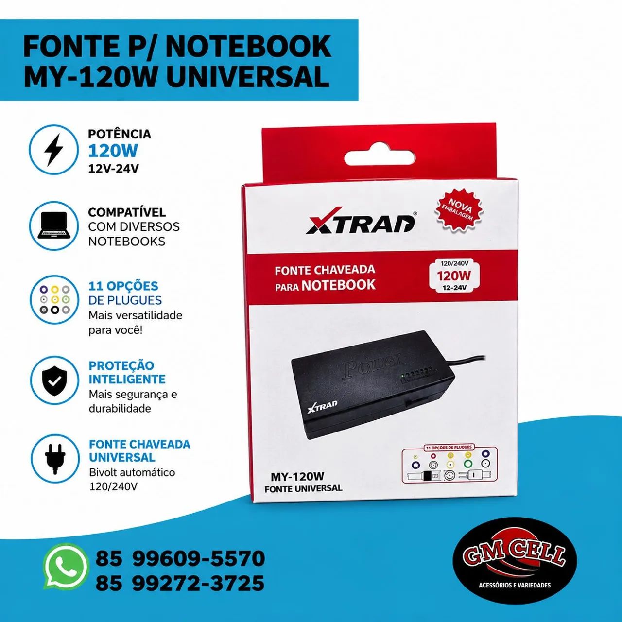 Fonte para notebook universal xtrad