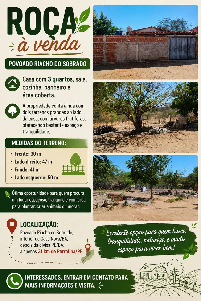 Roça com casa no Riacho do sobrado/BA