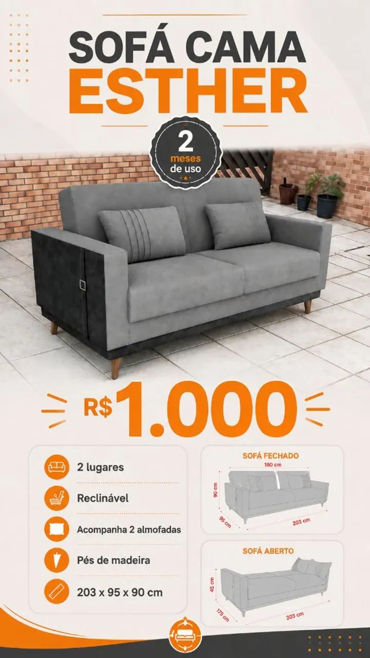 Sofá semi-Novo 1.000