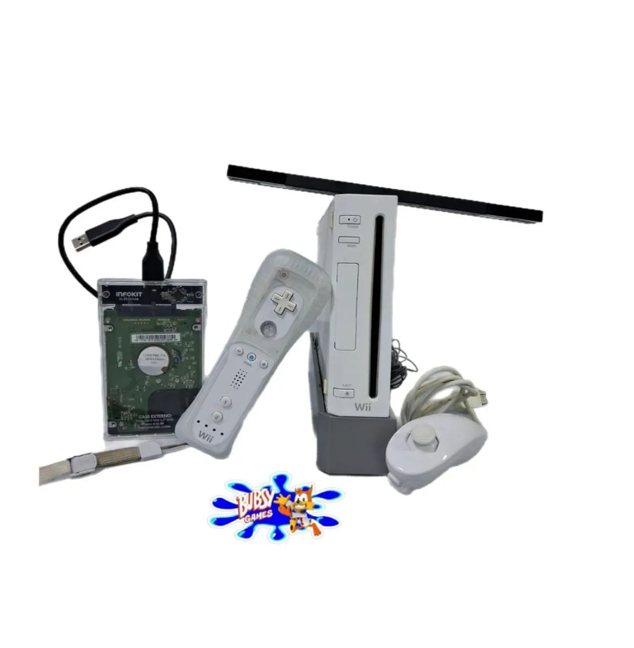 Nintendo wii branco base e jogo no hd