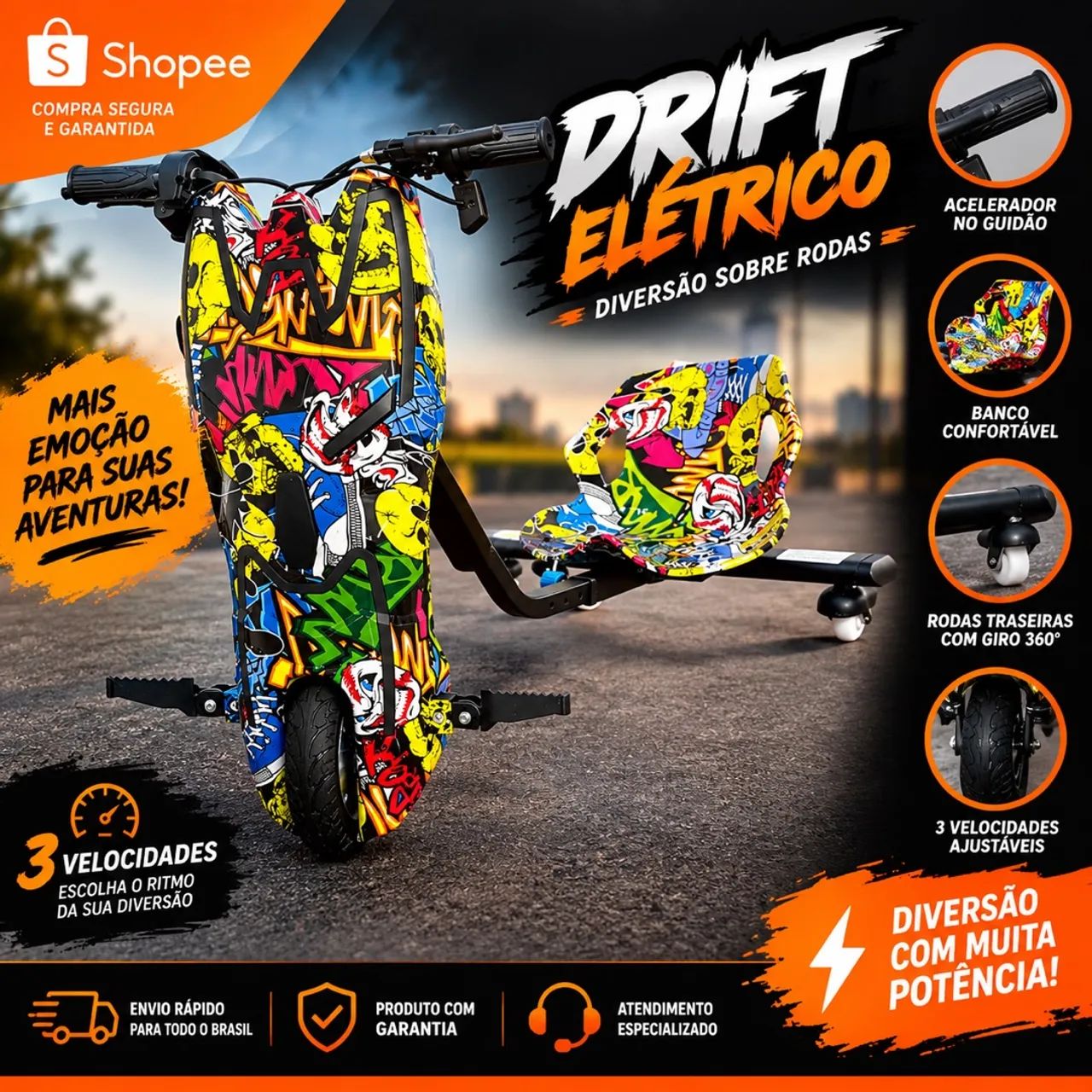 Patinete elétrico 3 velocidades  - Foto 4