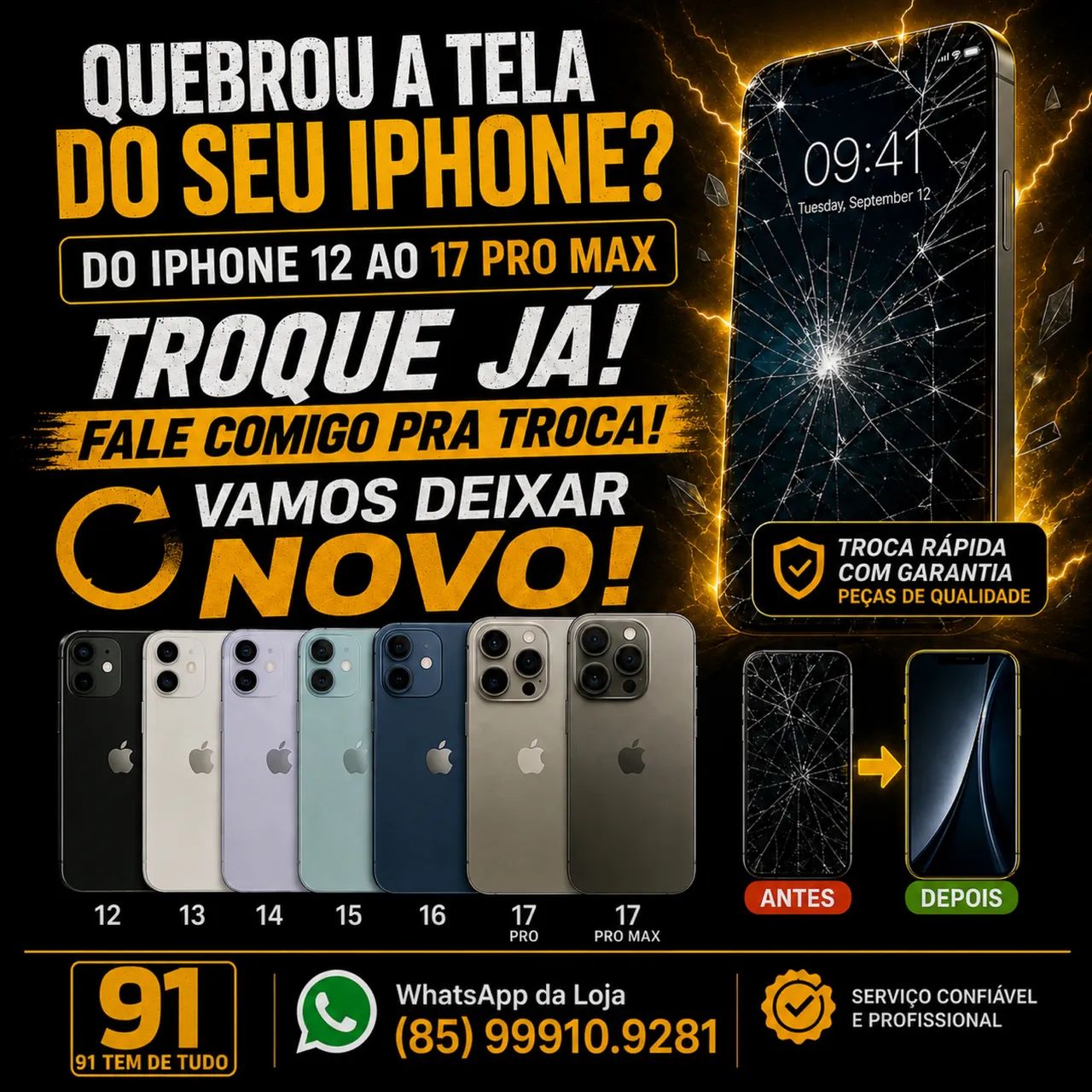 Tela iPhone 12 ao 17 pro max 
