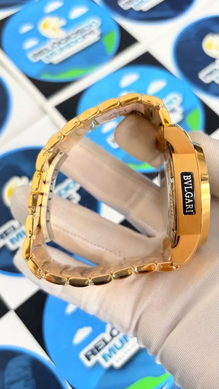 RELÓGIO BVLG AUTOMATICO DOURADO E FUNDO  VERDE - Foto 3