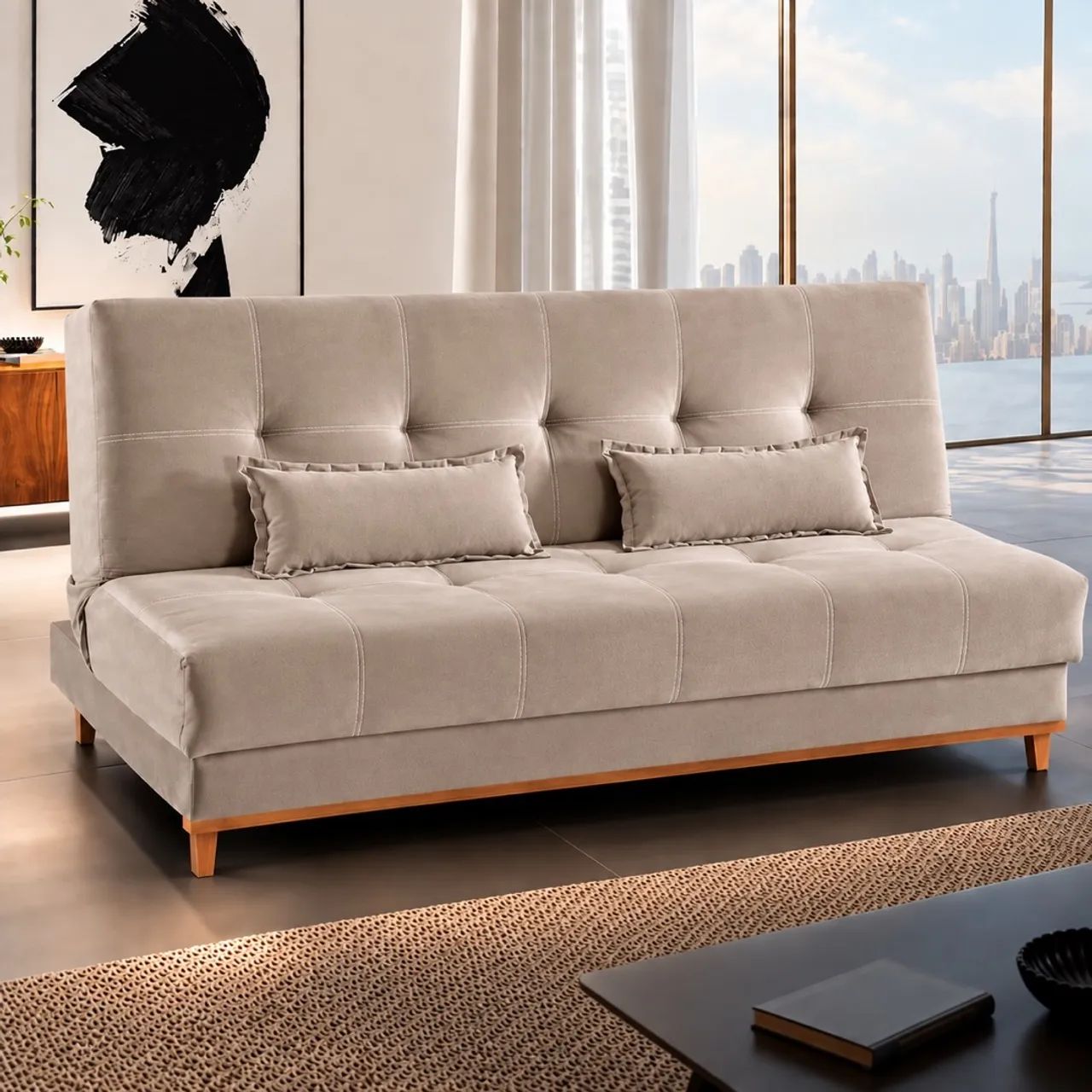 Sofá cama Italiano bede 03 / veludo / pronta entrega 