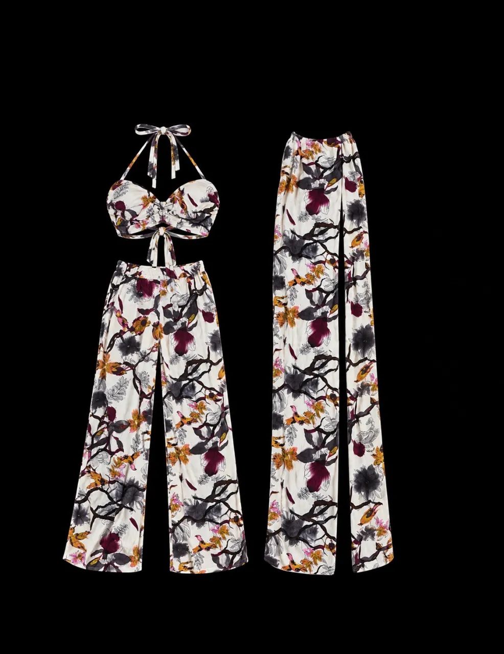 Conjunto de croppete e saia shorts