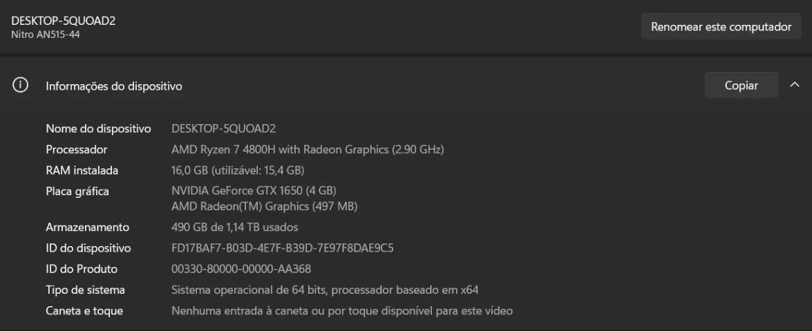 Notebook Gamer Acer Nitro AN515-44 - Foto 3