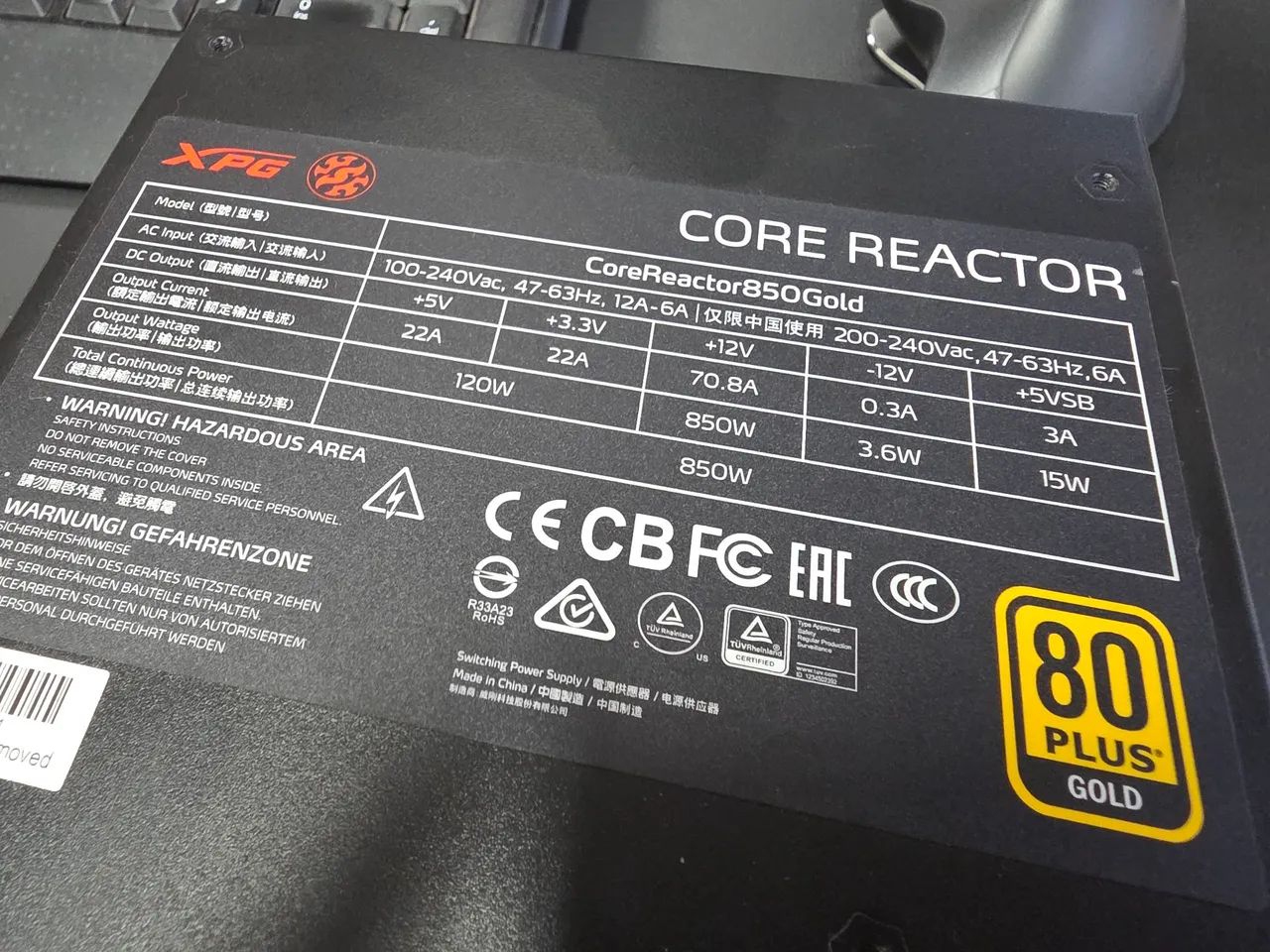 Fonte XPG Core Reactor, 850W, 80 Plus Gold, Modular - Foto 2