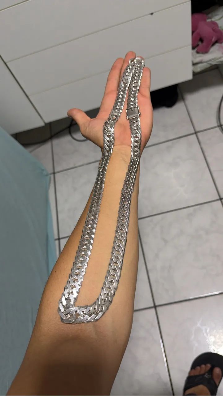 Corrente de prata 17mm elo duplo 90cm