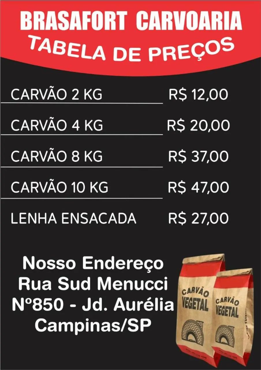 Carvão pra comerciantes e revendedores 
