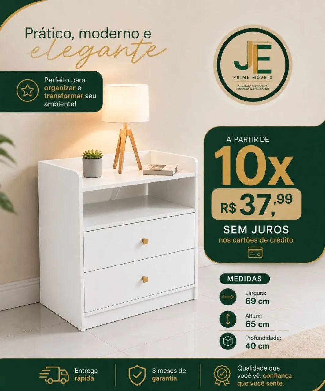 Mesa de cabiceira em mdf 