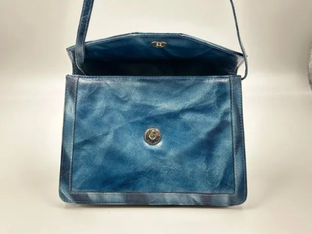 Bolsa Tipo Carteira De Couro Claudina Azul - Foto 4