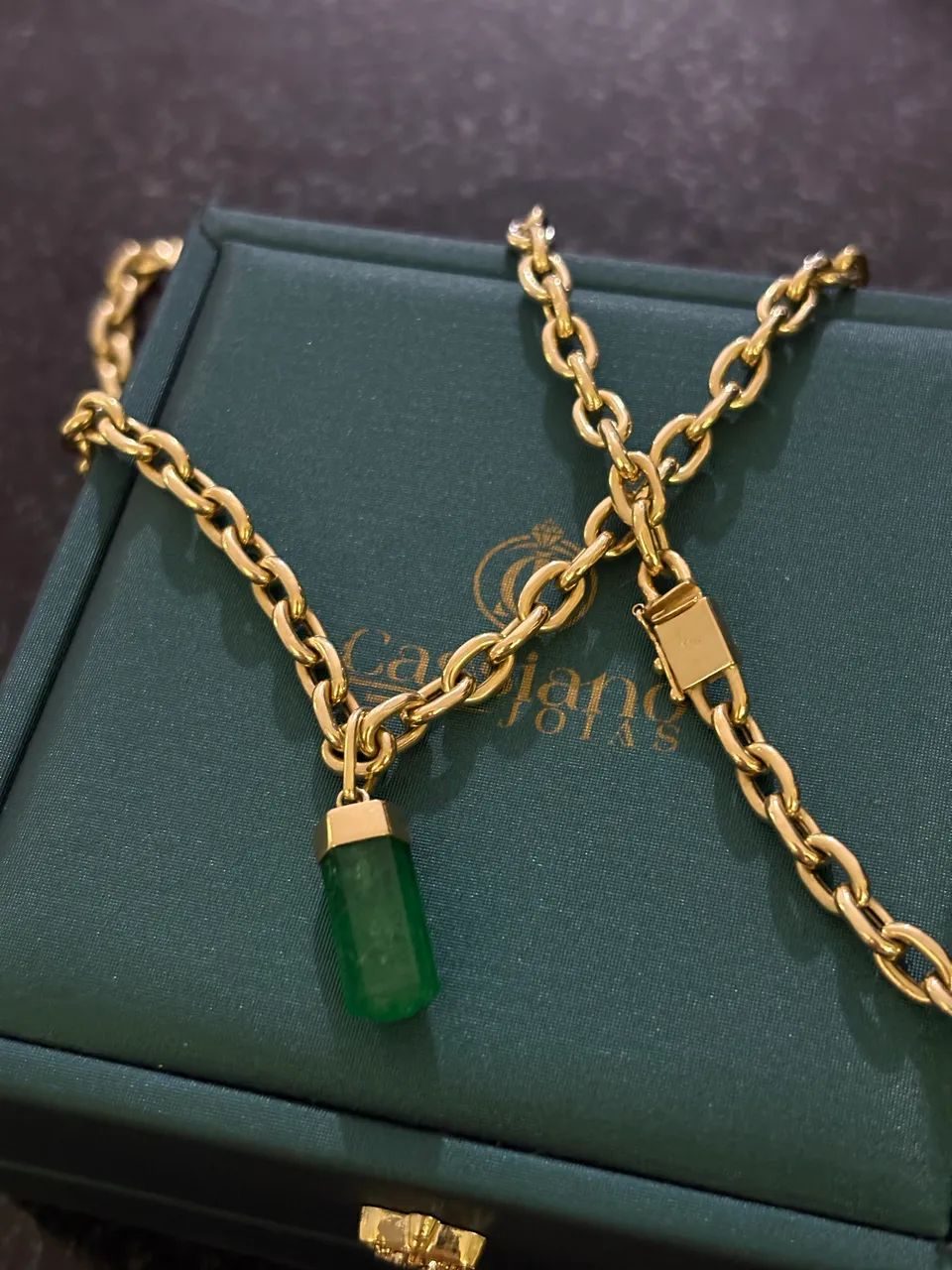 Corrente Ouro18k pingente esmeralda  - Foto 3