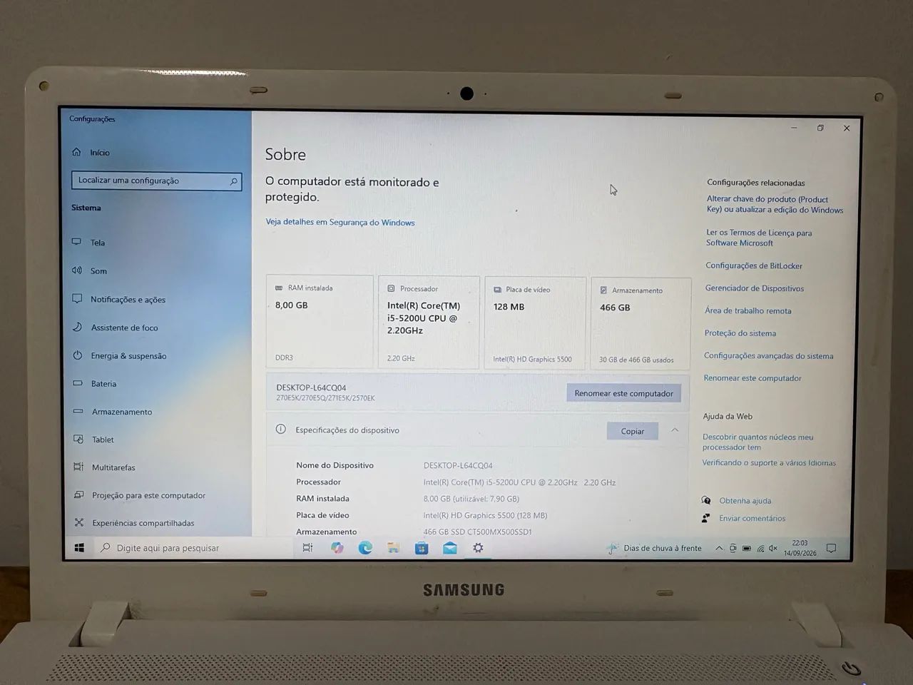Notebook Samsung Core i5 8GB RAM SSD 500GB - Foto 4