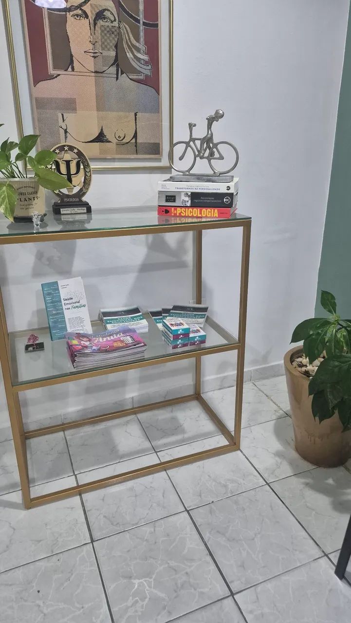 Mesa e aparador prateleira em metalin e vidro - Foto 2