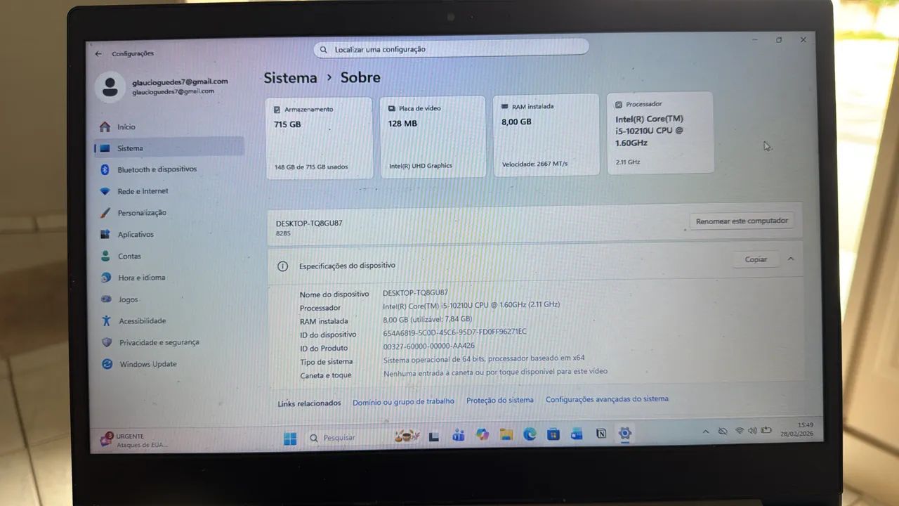 Notebook Lenovo Ideapad i3 Usando - Foto 4