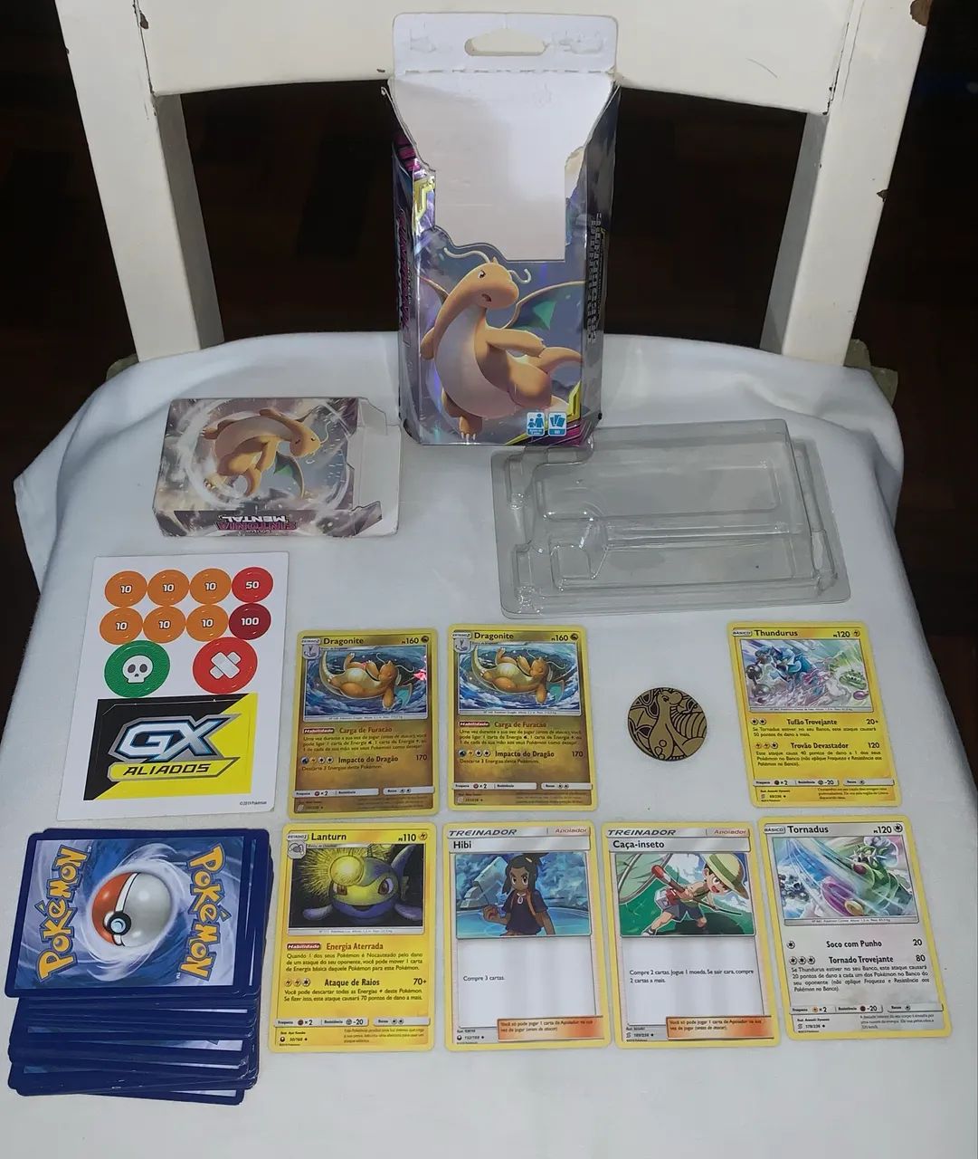 Pokémon Deck Sol e Lua Sintonia Mental Dragonite aberto ótimo estado Ler Descrição  