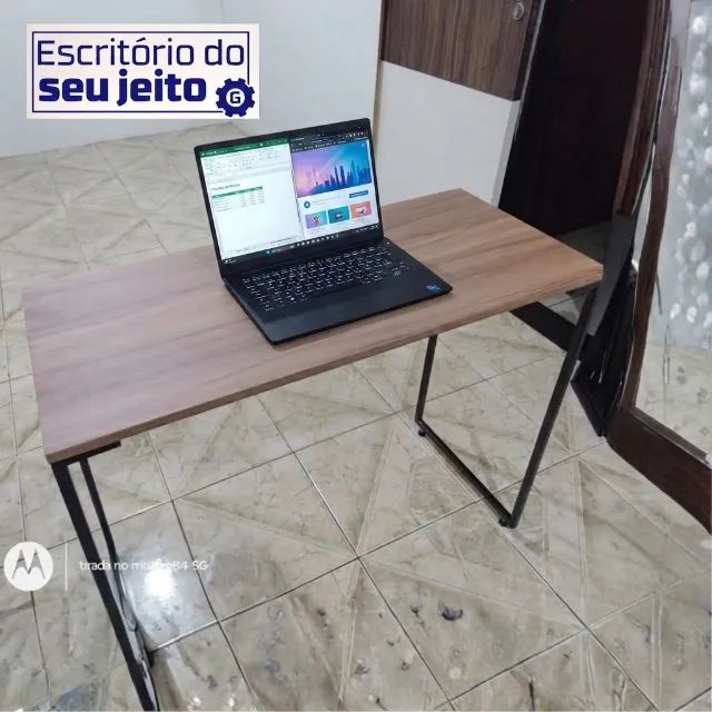 Escrivaninha NOVA Mesa de Escritório Industrial Multiuso para Notebook Computador Estudo - Foto 2