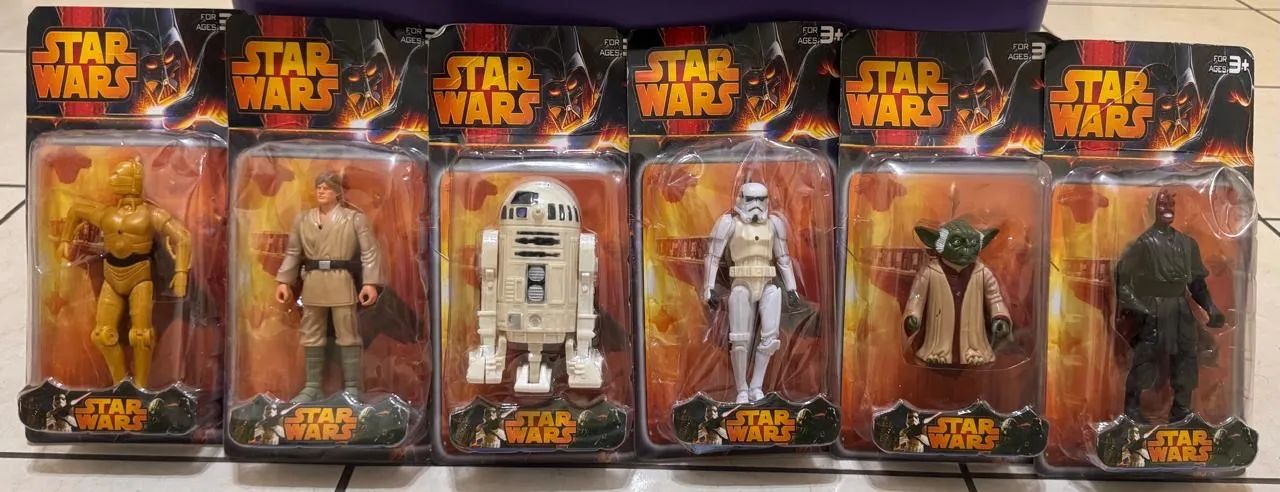 5 Miniaturas Star Wars,C-3POLuke Skywalker,R2-D2,Stormtrooper,Yoda e Darth Maul