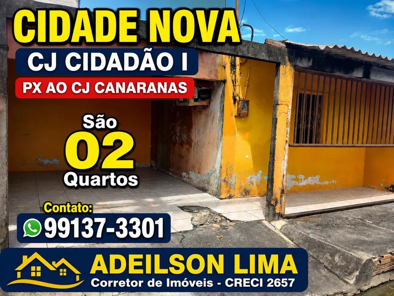 CIDADE NOVA, Imóvel de 02 Qtos com Opçãp pra 03 Quartos