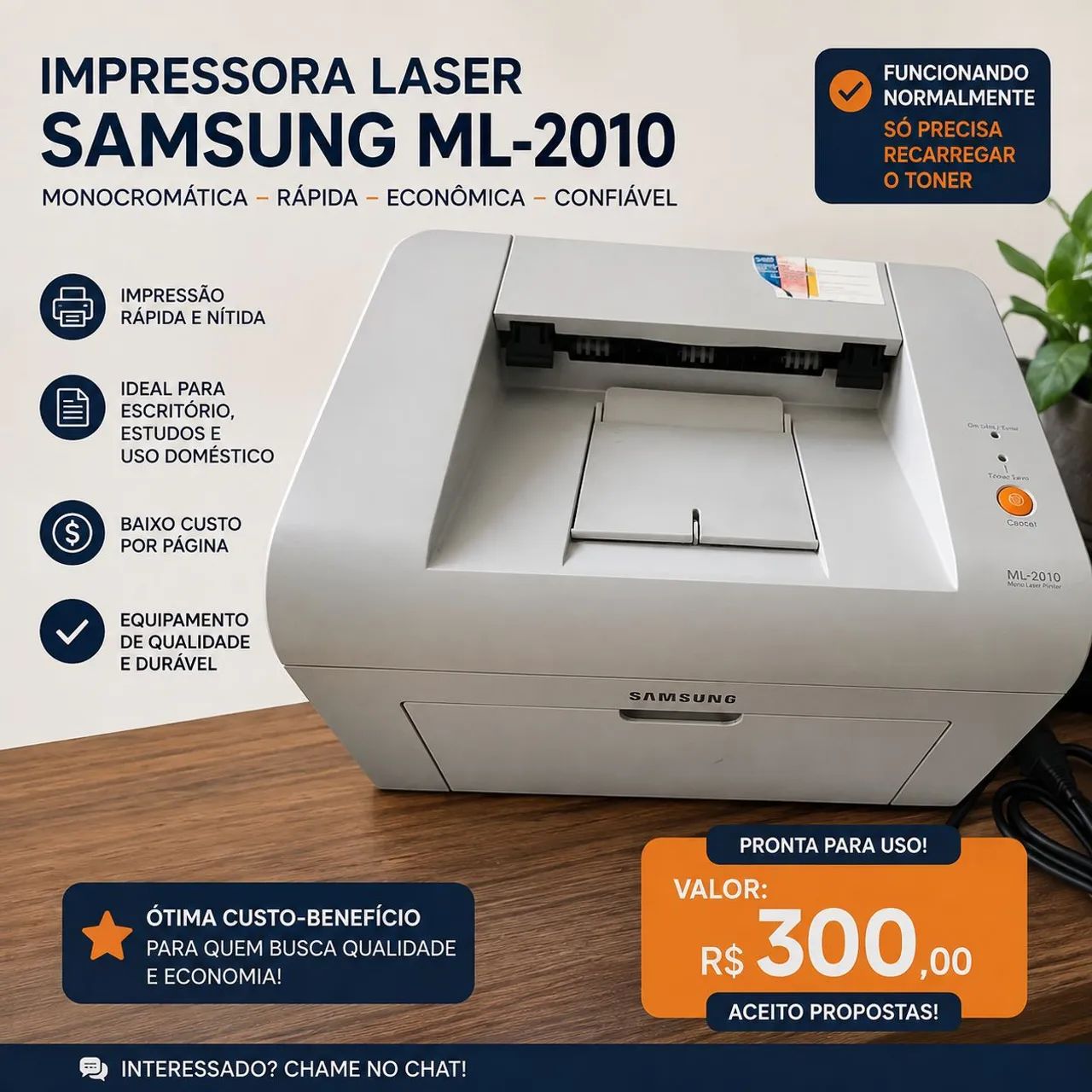 Impressora ml-2010 mono laser printer