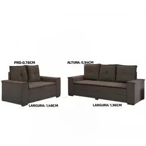 Sofá 2 e 3 lugares Barcelona Cinza Novo! ( Em Estoque) - Foto 2