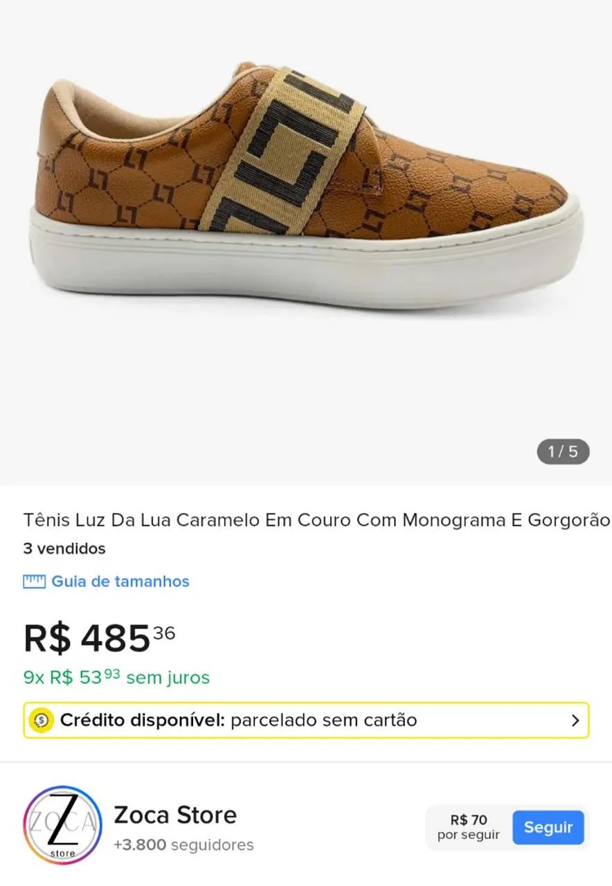 Tênis feminino luz da lua monograma 38 - Foto 4