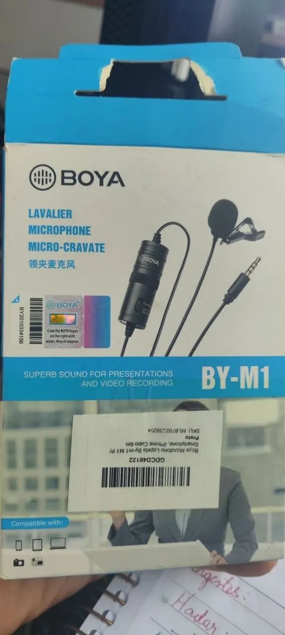 MICROFONE BOYA BY-M1 Smartphone, Iphone cabo 6m Preto - Foto 2