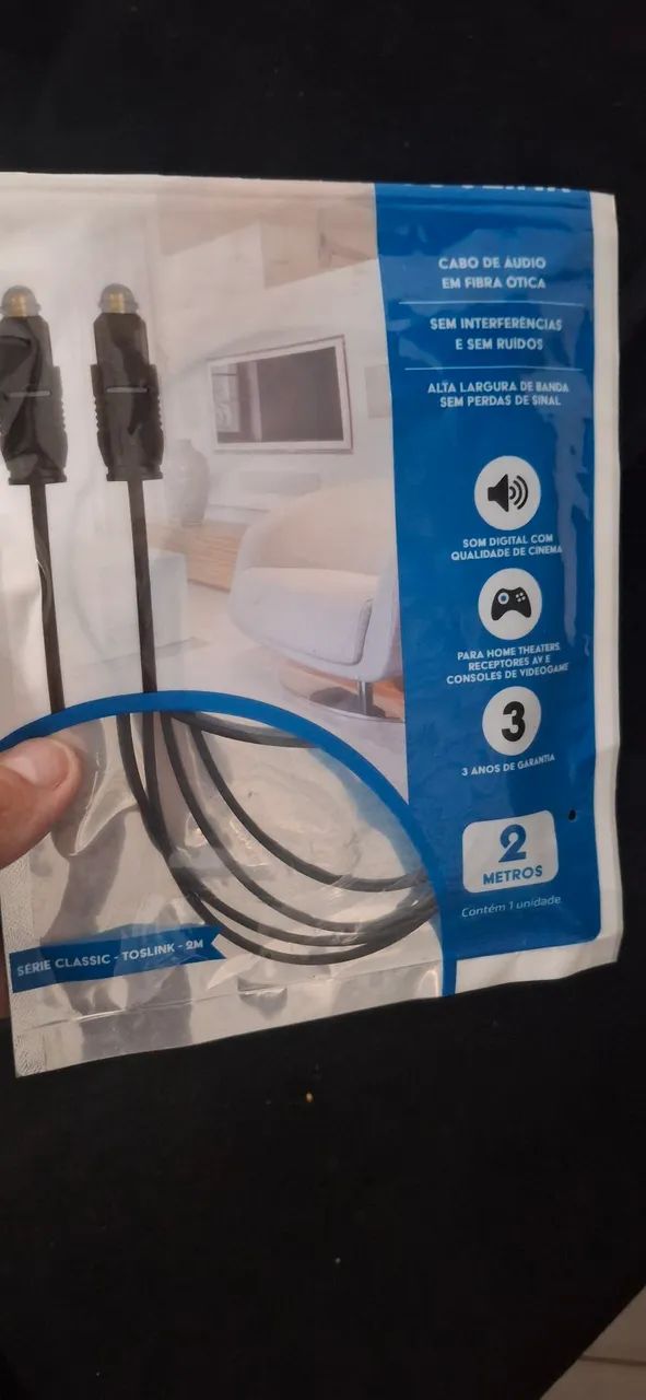 Cabo De Áudio Óptico Digital 2 Metros Toslink 2m Plug Gold - Foto 4