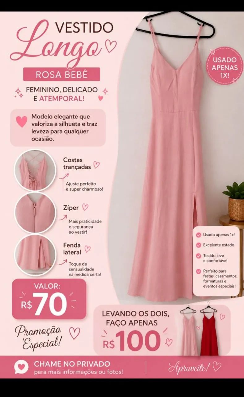 Vestido social rosa 