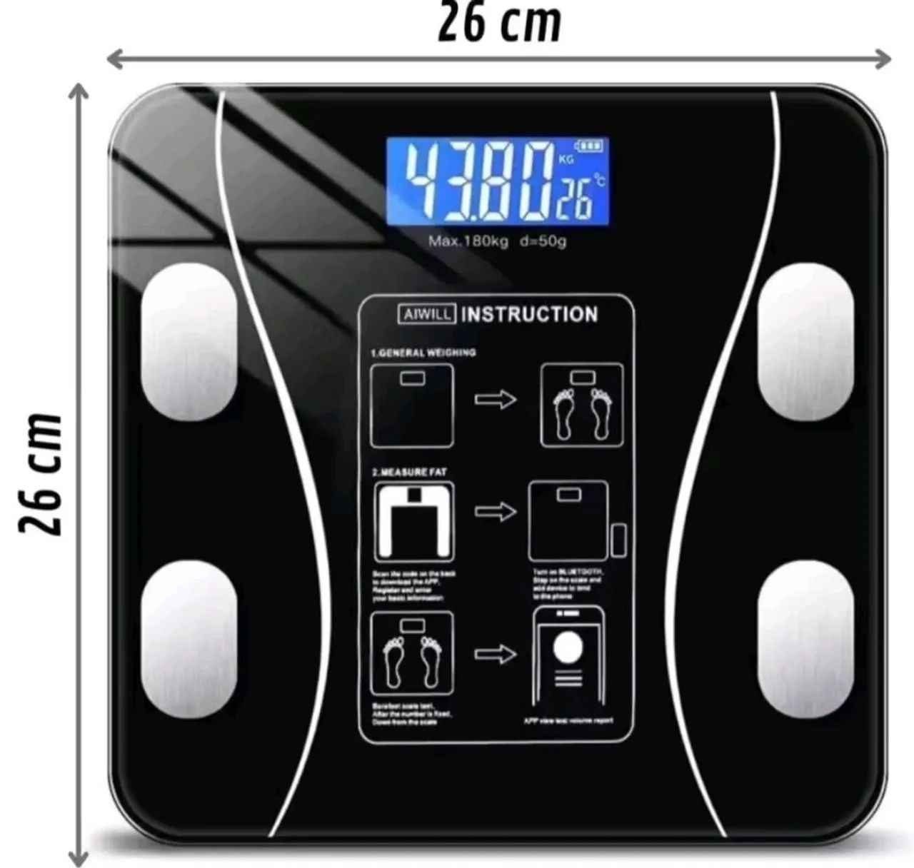 Balança corporal Bioimpedância digital 180kg com aplicativo integrado - Foto 4