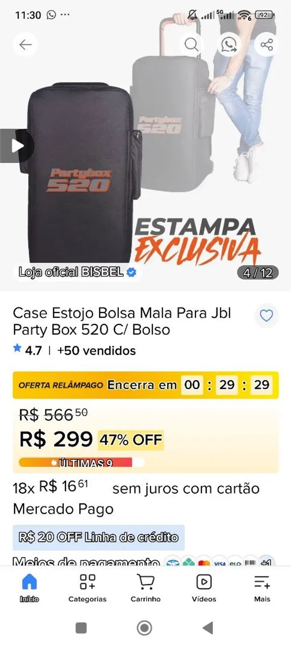 Capa case da caixa partybox 520 nova - Foto 4