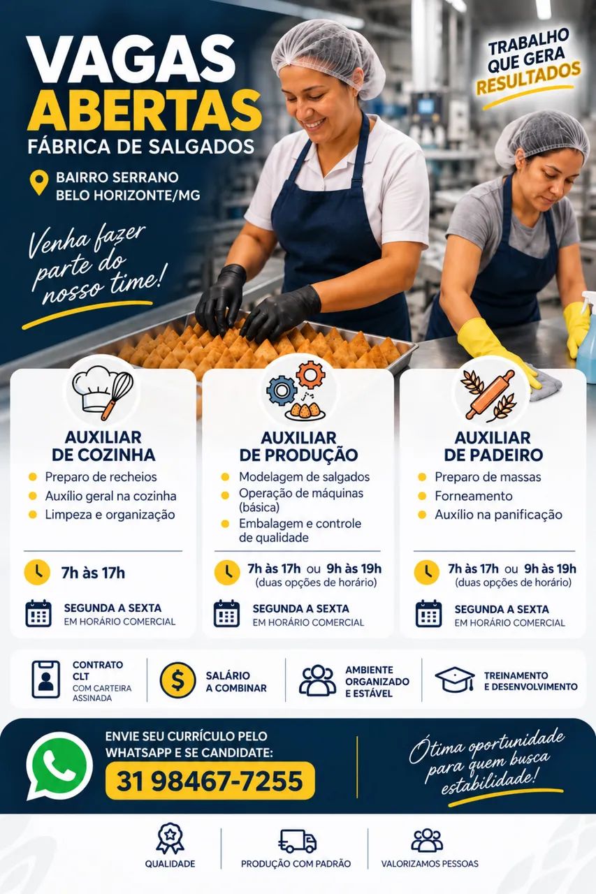 Auxiliar de padeiro e de produção 